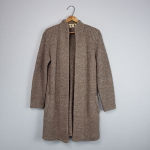 80s Vintage Long Knit Brown Mohair Cardigan Open